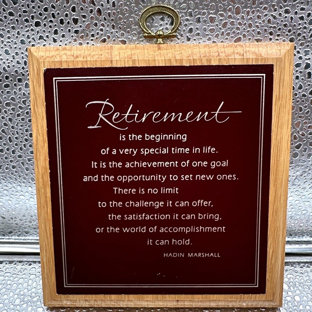 Hallmark‎ Retirement Plaque Wooden Wall Decor Gift Made in USA